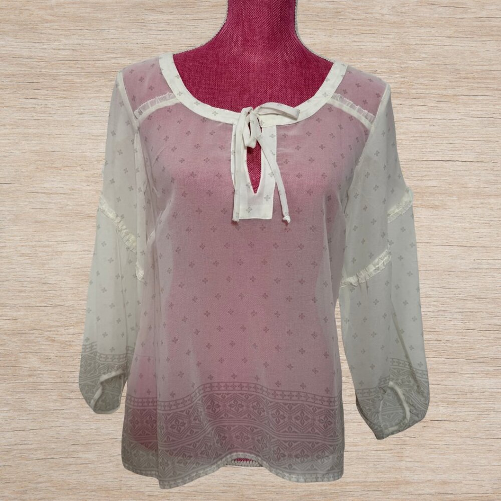 NEW American Eagle Outfitters Bohemian Long Sleeve Chiffon Top Women’s Sz Small